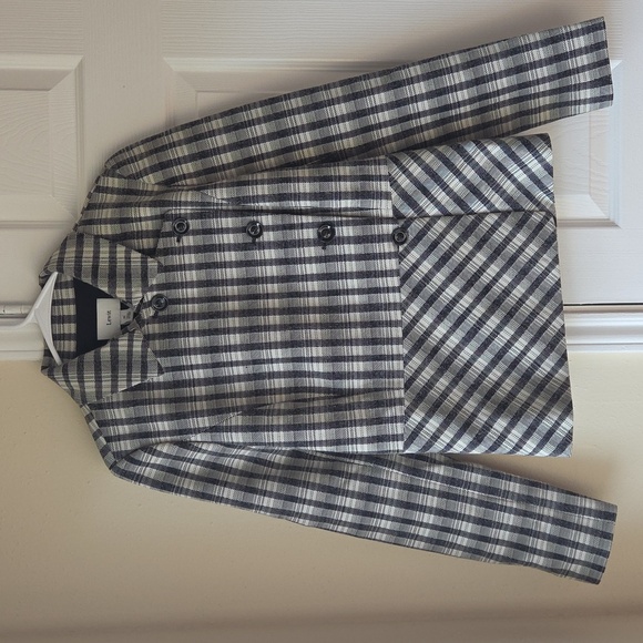 Lewit Jacket Checkered Plaid Peplum Blazer Size M NWOT $450 - Picture 9 of 9
